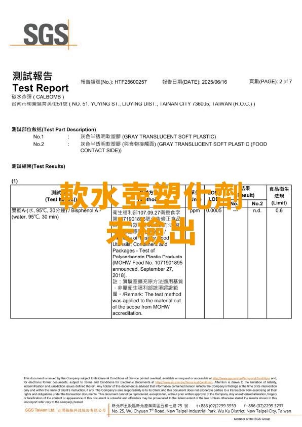 碳水炸彈CALBOMB軟水壺塑化劑溶出報告－未檢出